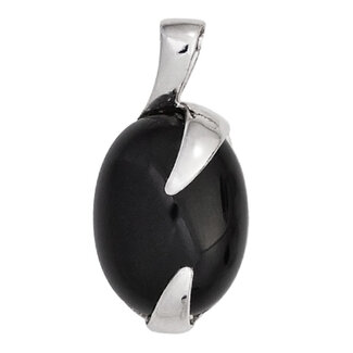 JOBO Ovale zilveren hanger zwarte onyx