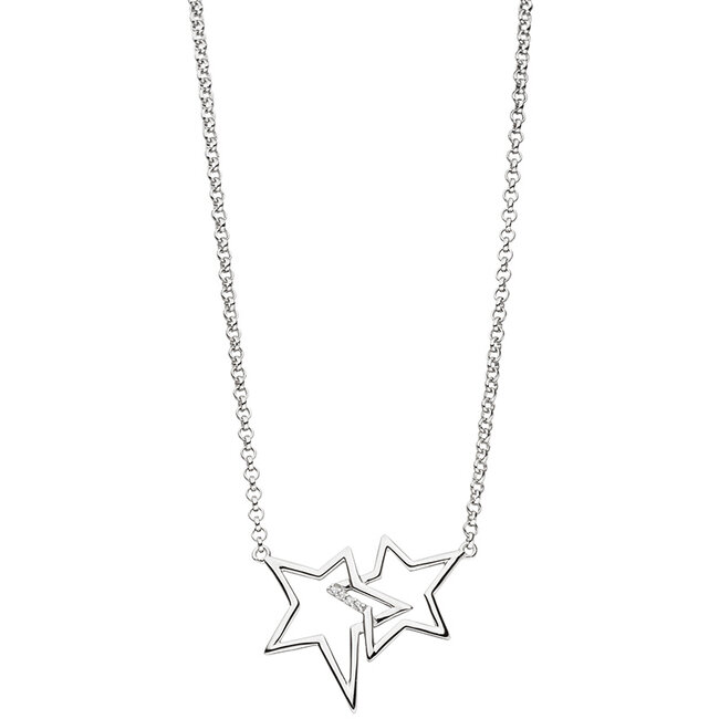 Zilveren halsketting sterren met zirkonia's