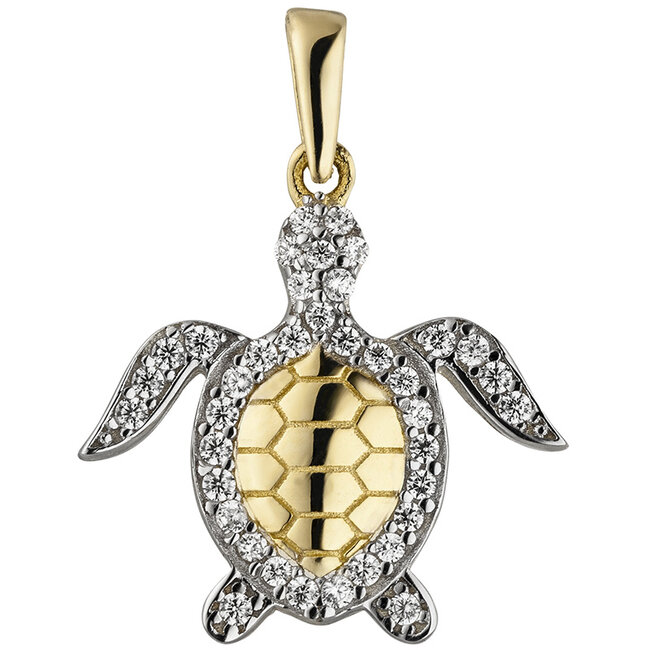 Gouden hanger Schildpad met 38 zirkonia's 8 karaat (333)