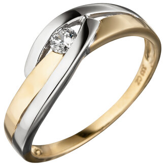 JOBO Gouden ring bicolor met 1 zirkonia