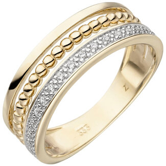 Jograbo Gouden ring bi-color met 17 zirkonia's