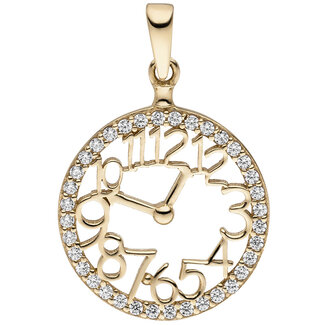 JOBO Gouden hanger Klok Tijd Horloge met met 36 zirkonia's