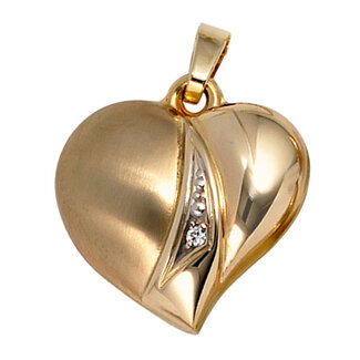 JOBO Gouden hanger Hart met 1 zirkonia