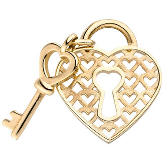 JOBO Gouden hanger Hart met sleutel