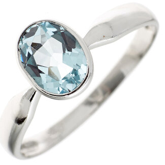JOBO Zilveren ring met blauwe topaas