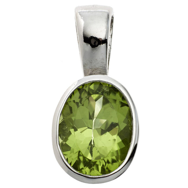 Ovale ketting hanger met peridot in sterling zilver (925)