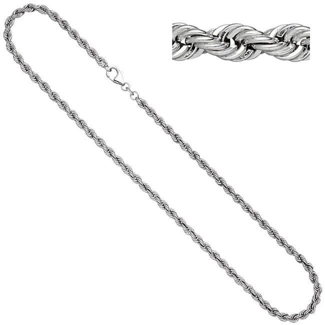 Sterling zilveren koord halsketting (925) lengte van 45 cm diameter ca. 4,3 mm