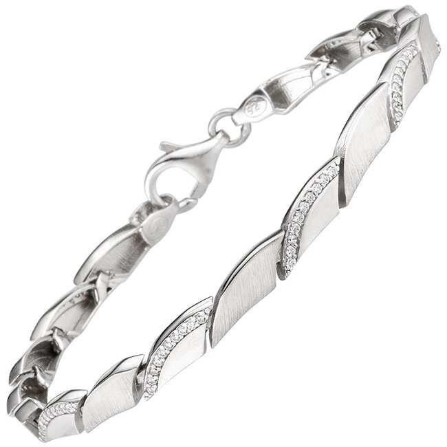 Sterling zilveren armband (925) met 80 zirkonia's 19 cm lang