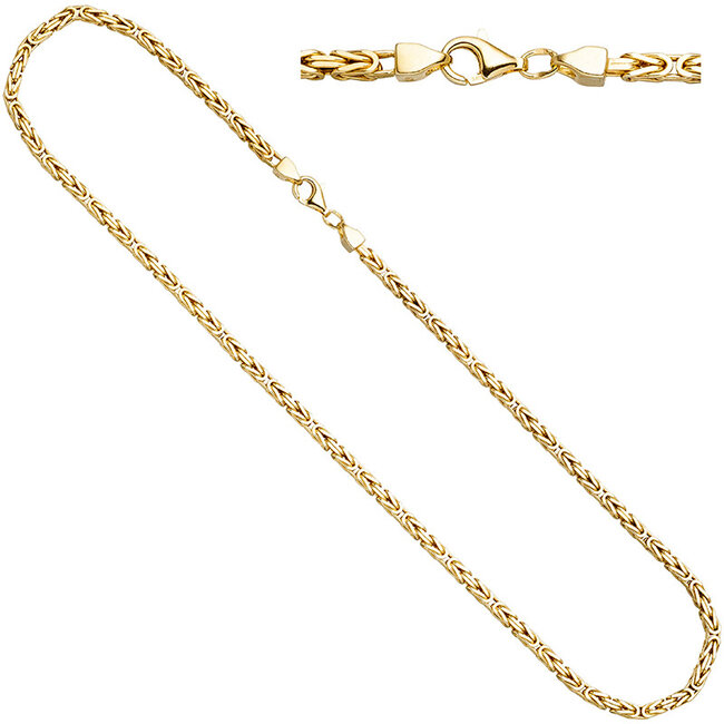 Konings ketting 925 Sterling Zilver verguld 60 cm doorsnede 3,2 mm