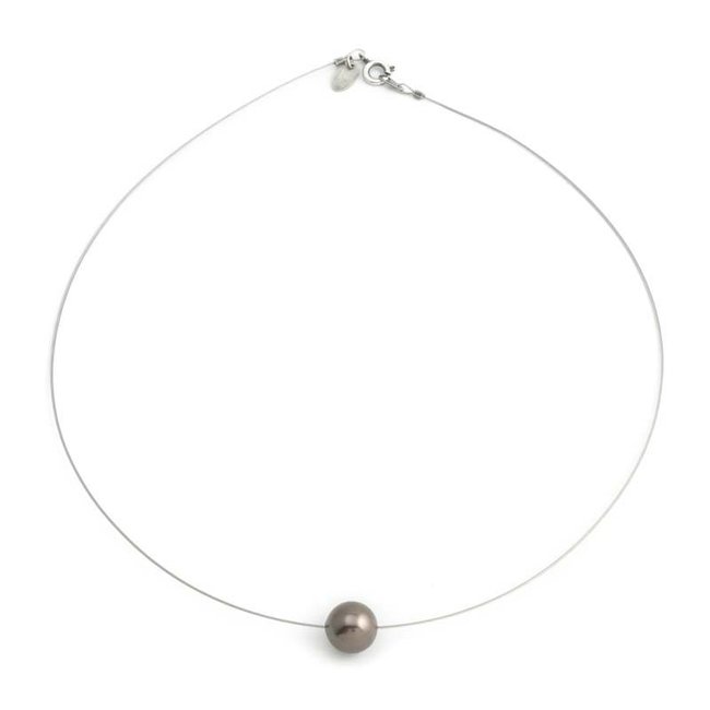 Bruine parel ketting met enkele 10 mm parel