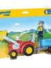 6964 Boer met Tractor en Aanhangwagen