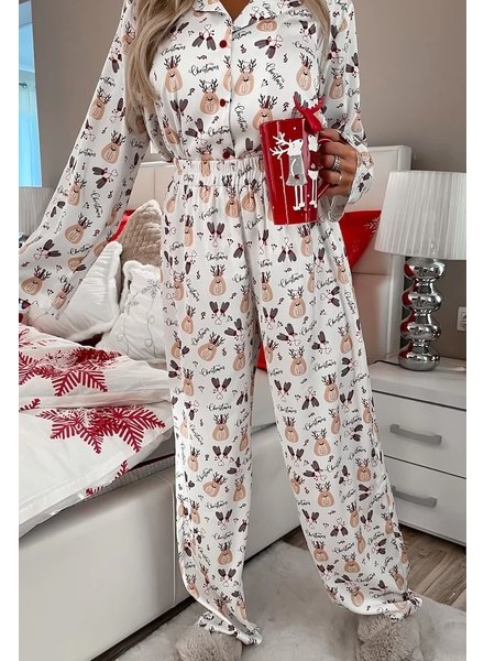 SC Satin Pyjama Reindeer Print