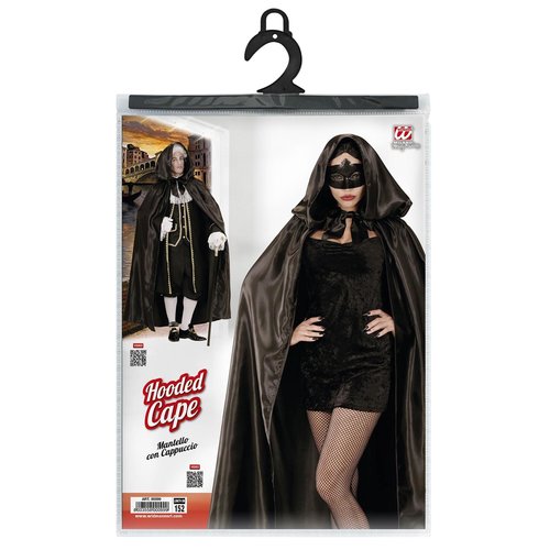 satijnen cape met kap 152cm