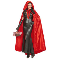 satijnen cape met kap rood