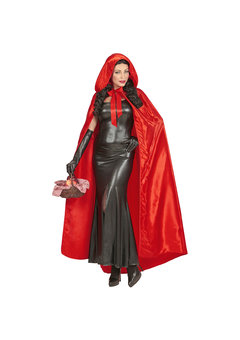 satijnen cape met kap rood