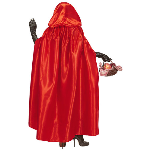 satijnen cape met kap rood