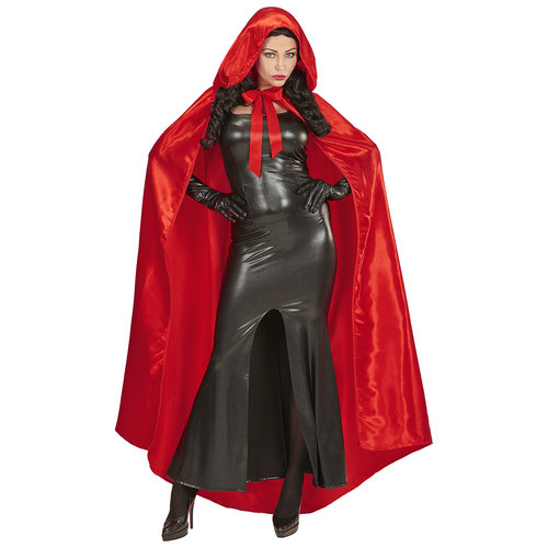 satijnen cape met kap rood