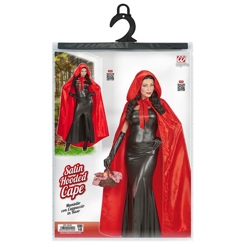 satijnen cape met kap rood