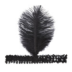 pailletten hoofdband met zwarte veer