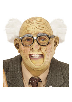 masker opa met haar, open mond