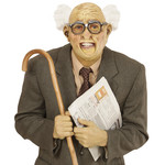 masker opa met haar, open mond