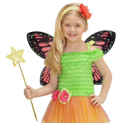 vlindervleugels kind, zwart/oranje/geel