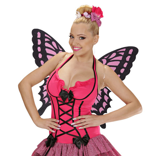 vlindervleugels kind, zwart/rose