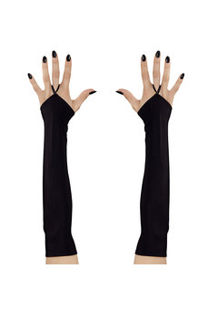 vingerloze handschoenen satijn, zwart