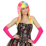 vingerloze handschoenen satijn, neon rose