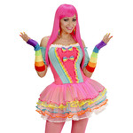 vingerloze handschoenen satijn, regenboog kleuren