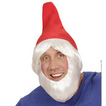 kaboutermuts rood met pruik en baard