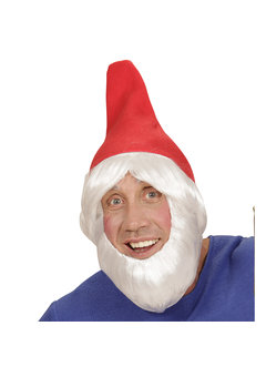 kaboutermuts rood met pruik en baard