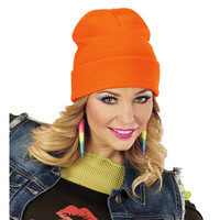 beanie neon oranje