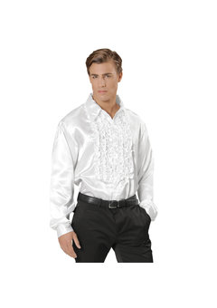 rouchen blouse satijn, wit m/l