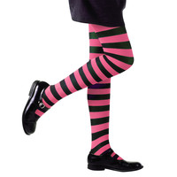 kinderpanty gestreept, rose/zwart 1-3jaar