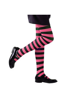 kinderpanty gestreept, rose/zwart 1-3jaar