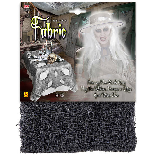 halloween stof 75x300cm, zwart