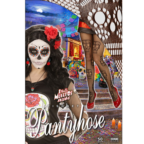panty, dia de los muertos schedel zwart