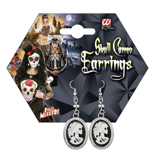 oorbellen camee schedel