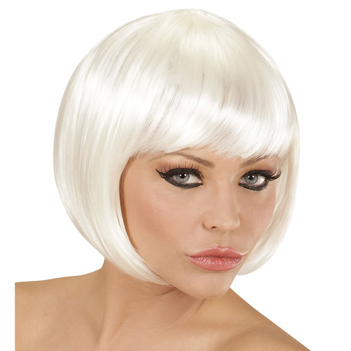 pruik, boblijn wit