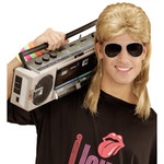 pruik, mullet met bril blond