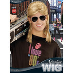 pruik, mullet met bril blond