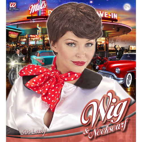 pruik, 50's met sjaaltje