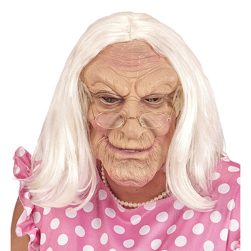 masker oude vrouw met haar