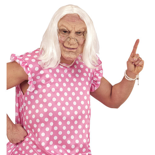 masker oude vrouw met haar