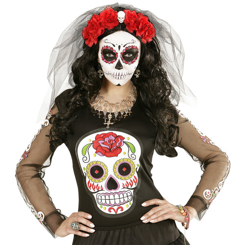 oorringen schedel en roos, goud/zwart