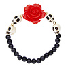 armband witte schedel, rode roos