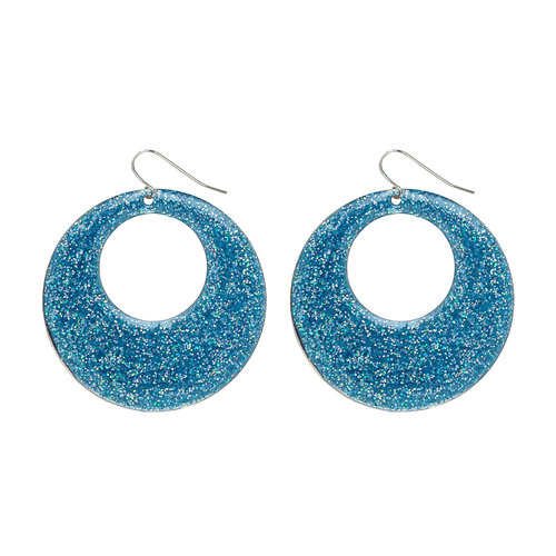 azuur glitter oorbellen