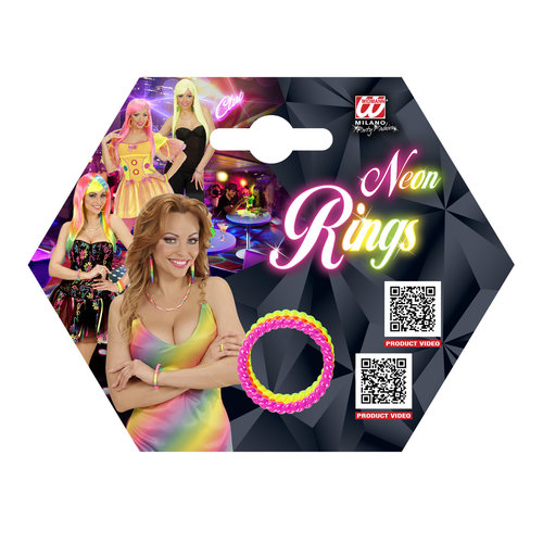 set van 4 neon ringen