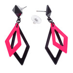 oorbellen ruit neon, zwart/rose